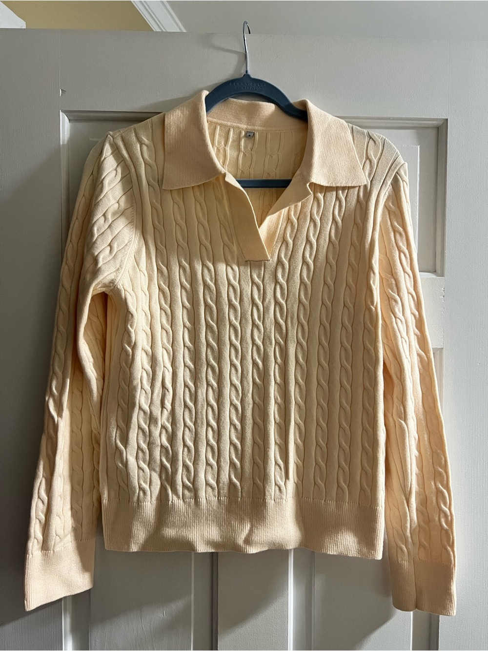 Collared Cable-Knit Sweater in Soft Cream